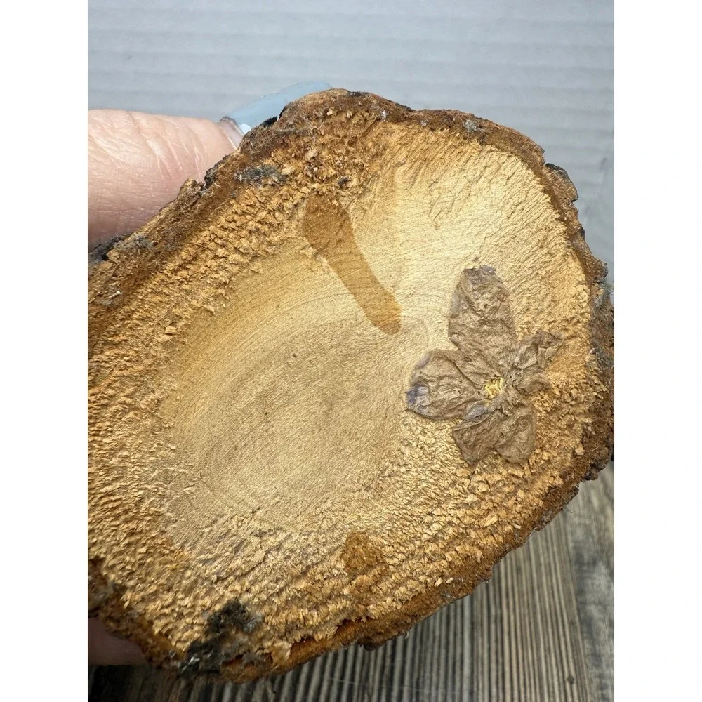 Hand Carved Wooden Chickadee Bird On A Log